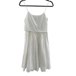 J Crew Women’s White Eyelet Spaghetti Strap Dress Size 0 Side Zipper